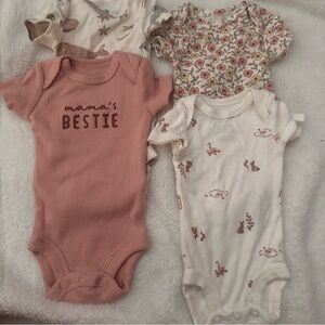 Carter's Pink and White Bodysuit Set Soft Cotton Snap Closure